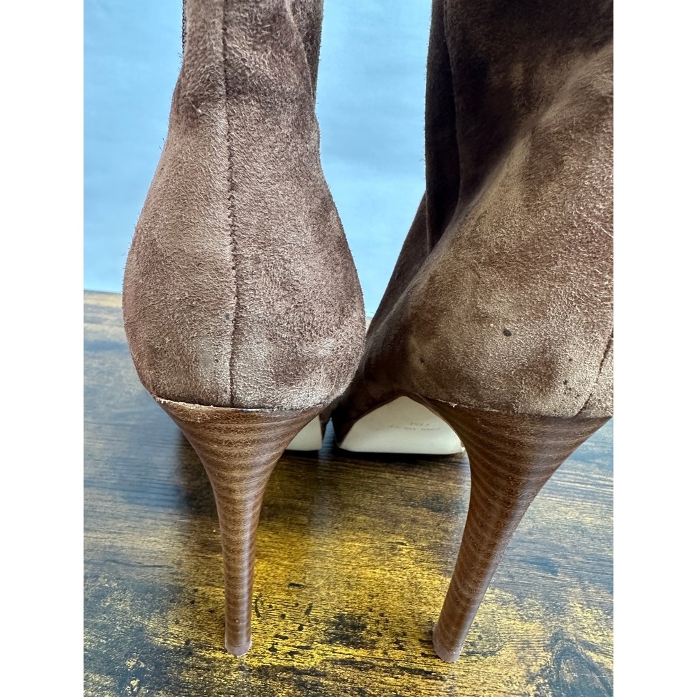 Nine West Brown Heeled Boots High Stiletto Heels Leather Suede Texture Size 11 M - Picture 7 of 15
